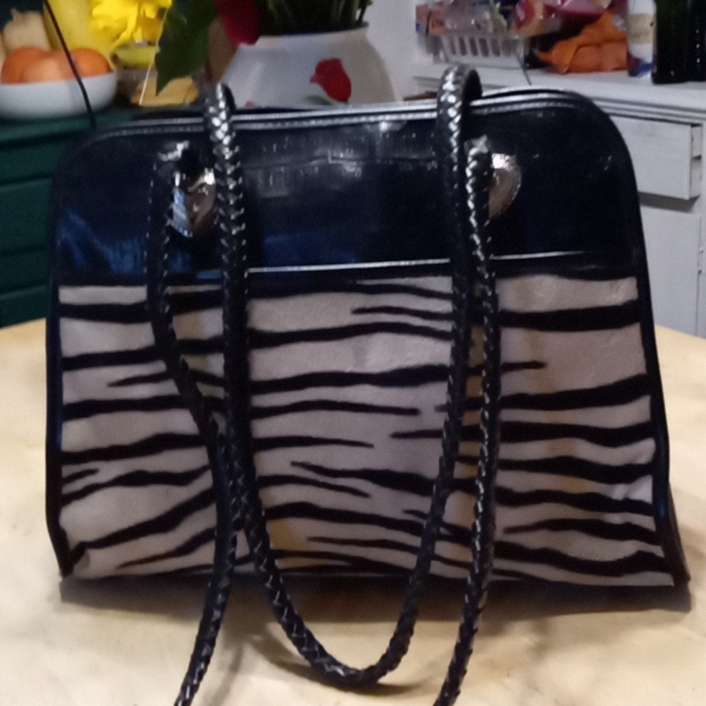 MC zebra animal print handbag purse .